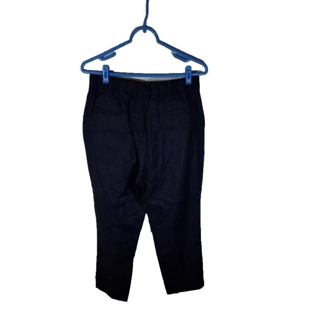 J. Crew Womens Easy Stretch Linen Pants Size 8 Navy Blue High Rise 26" Inseam